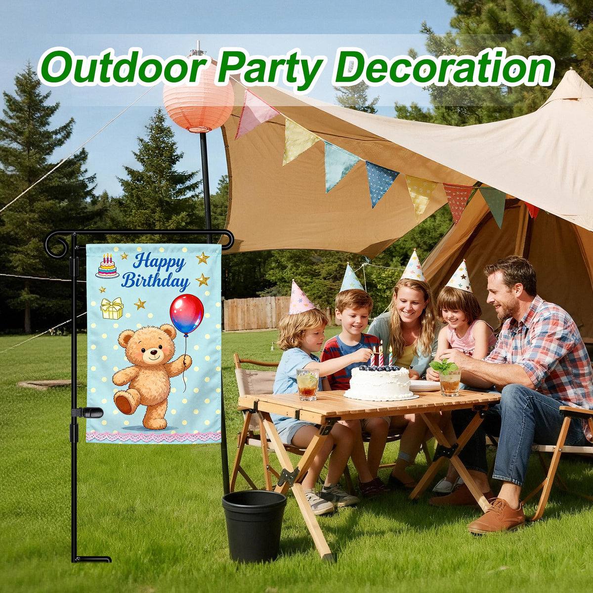 HOOSUN garden flag stand supports flags up to 12.5 inches wide