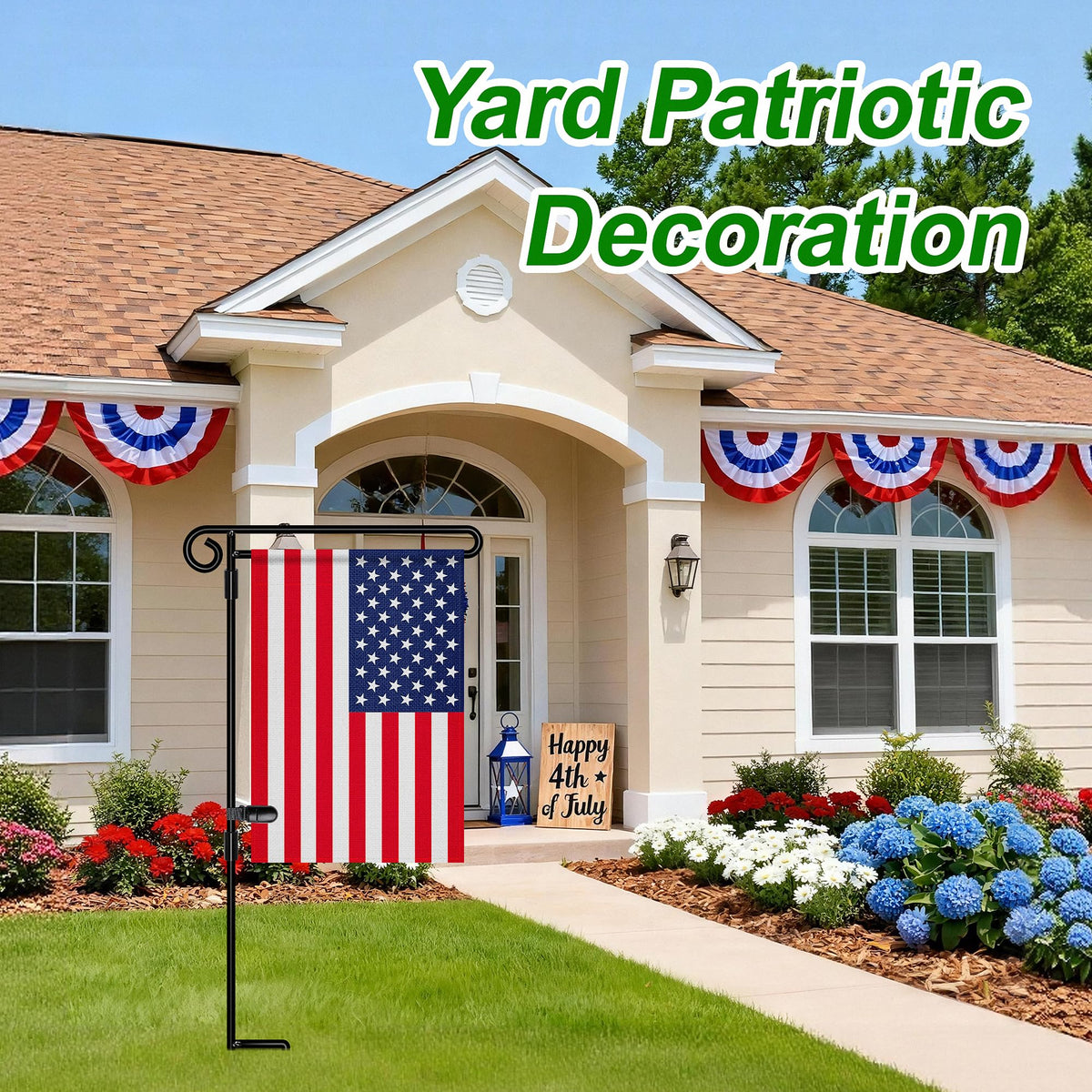 HOOSUN garden flag stand ground installation ready for outdoor use