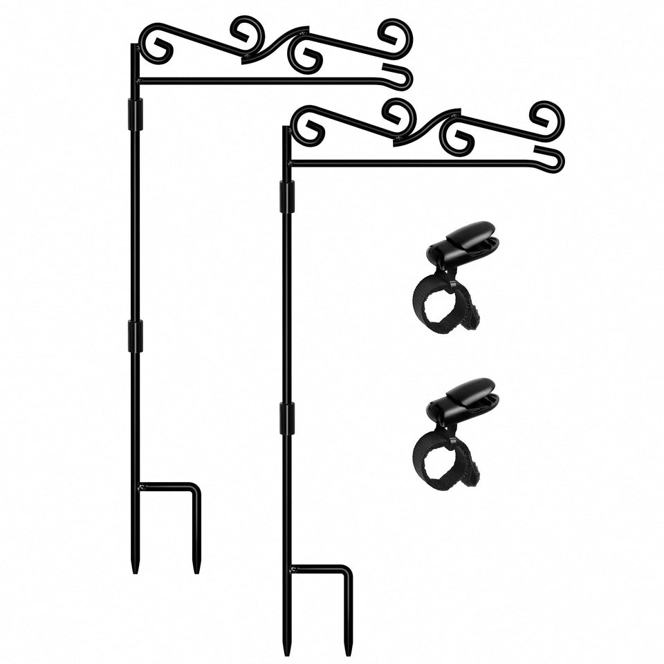 HOOSUN flag stand with three-piece pole provides sturdy outdoor display