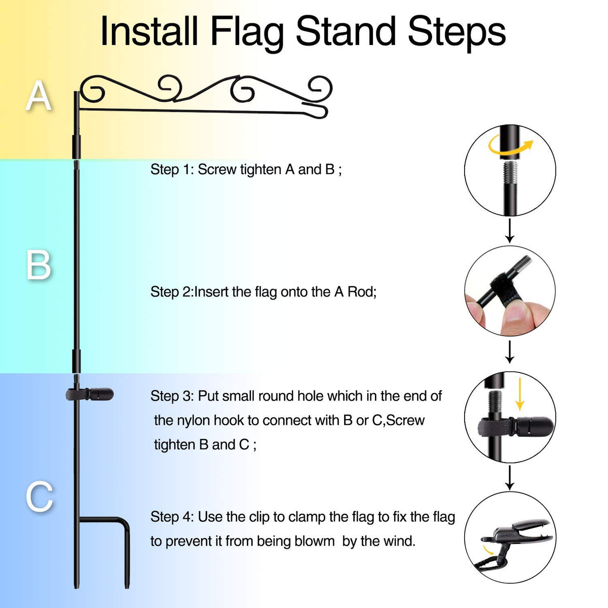 HOOSUN weather-proof flag stand suitable for outdoor use