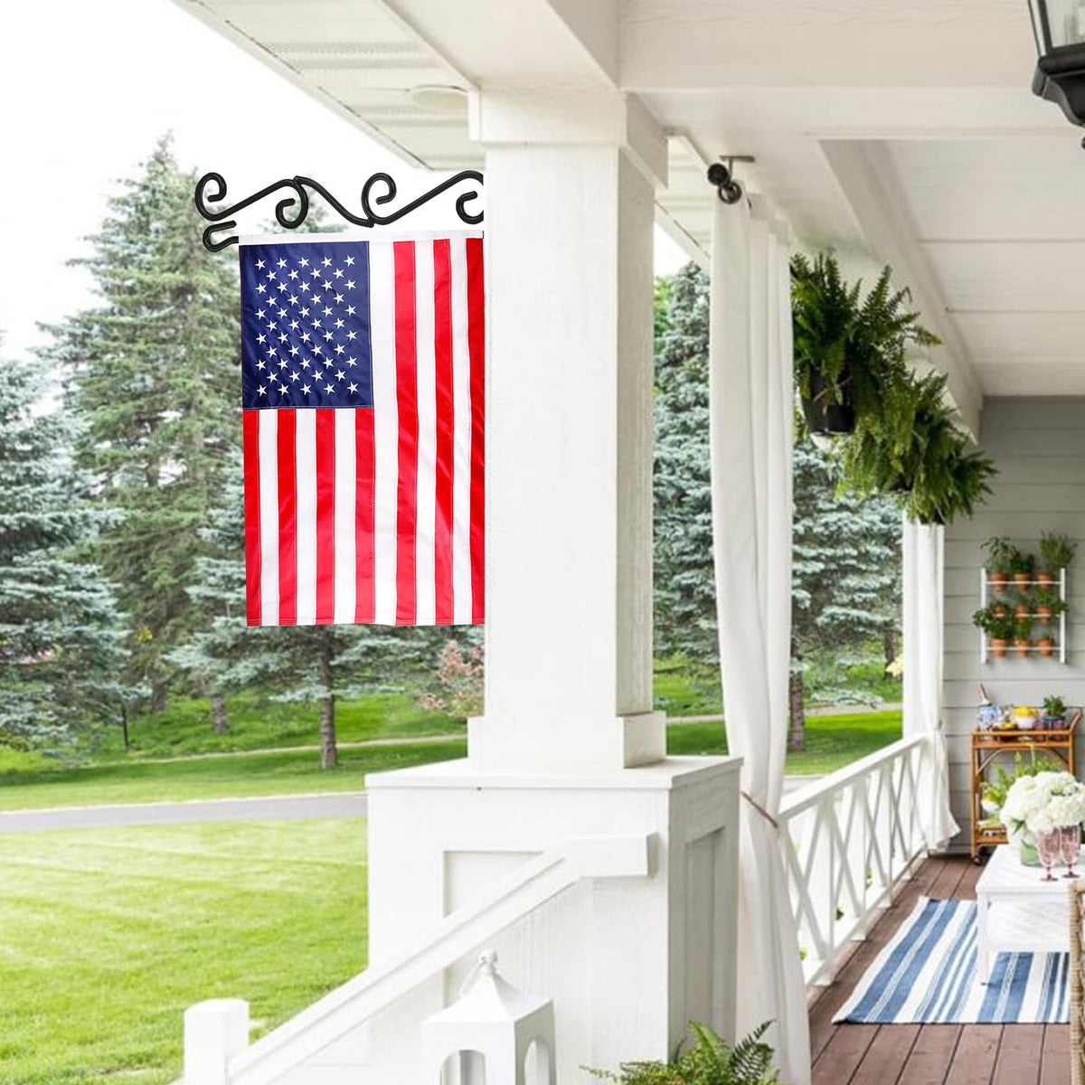 Porch-ready HOOSUN flag display beside front door