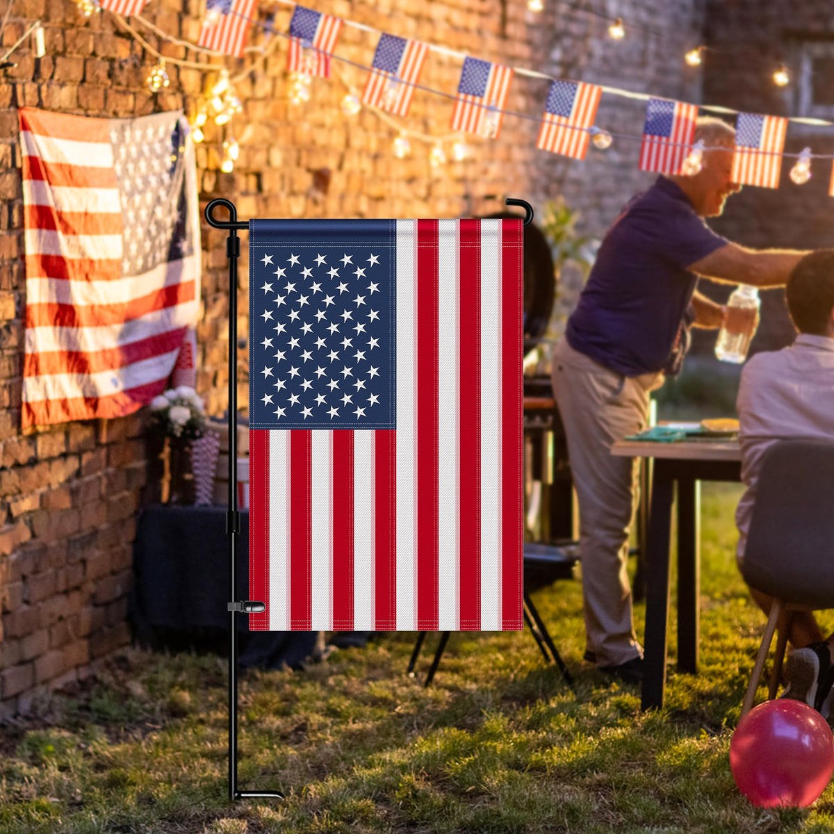 HOOSUN USA garden flag features sewn stripes for crisp, long-lasting use