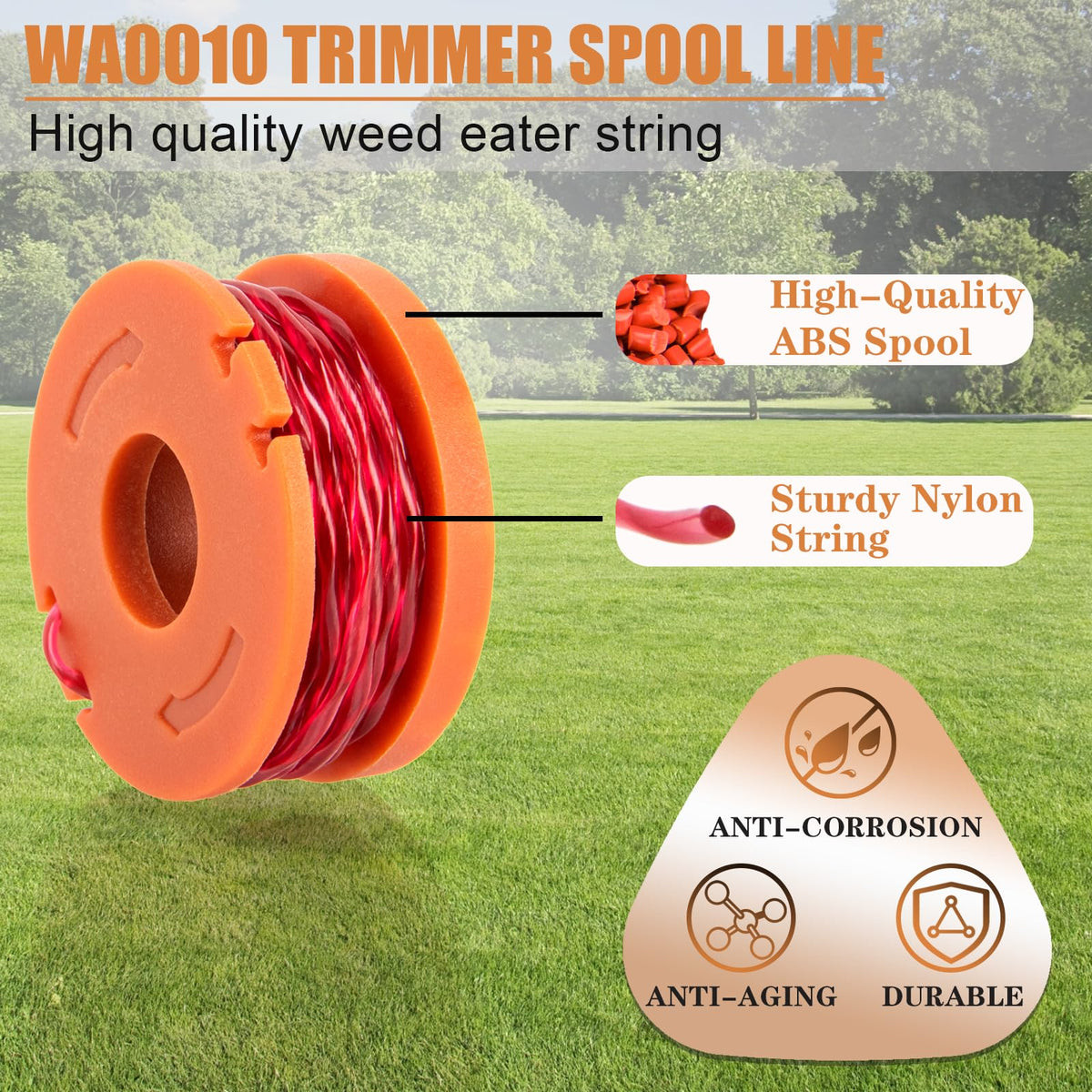 HOOTO WA0010 spool showing pre-wound nylon line ready to use