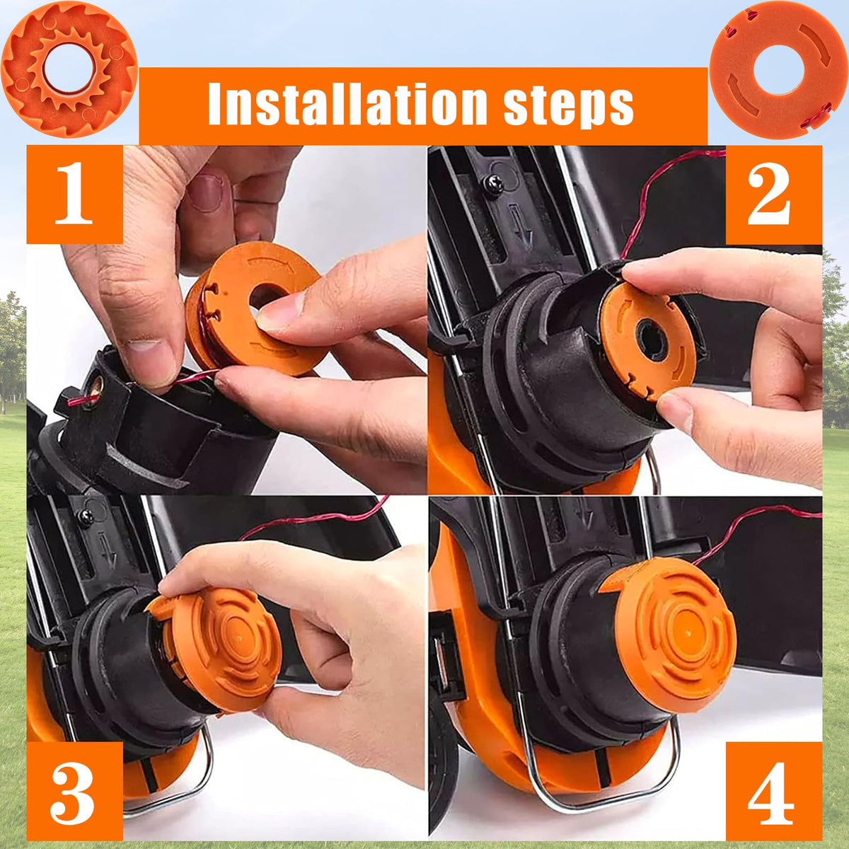 HOOTO weed eater spool set ready for replacement and maintenance
