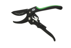 Hooyman ratchet pruner handle grip close-up showing non-slip control.