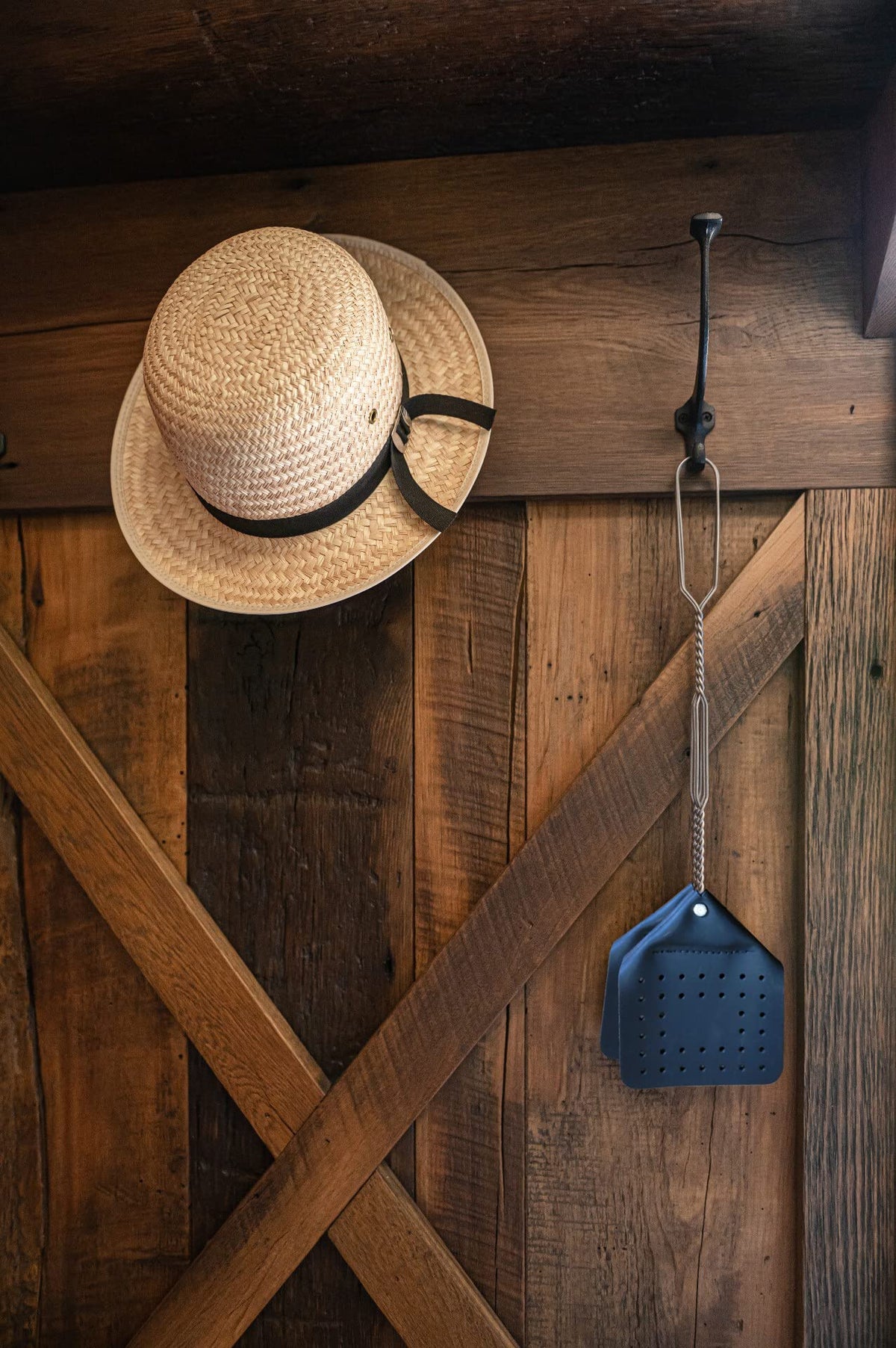Hope Woodworking Wall-Hangable Storage keeps within reach for quick swats.