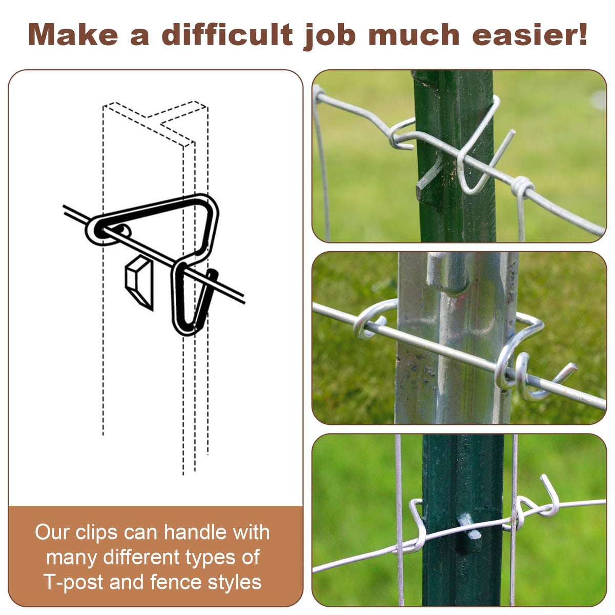 Hoqqf 500-pack clips ready for large fencing projects.