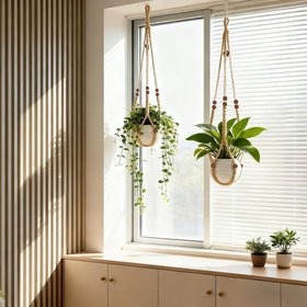 HOREAKHJ indoor-outdoor macrame hanger durable cotton cord for versatile placement.