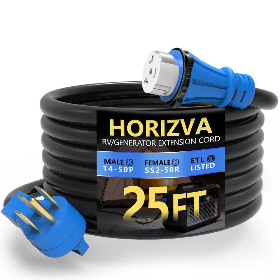 HORIZVA 50A generator cord 25 ft with 14-50P to SS2-50R twist-lock