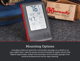 Hornady Digital Hygrometer shelf-placement keeps the monitor within reach.