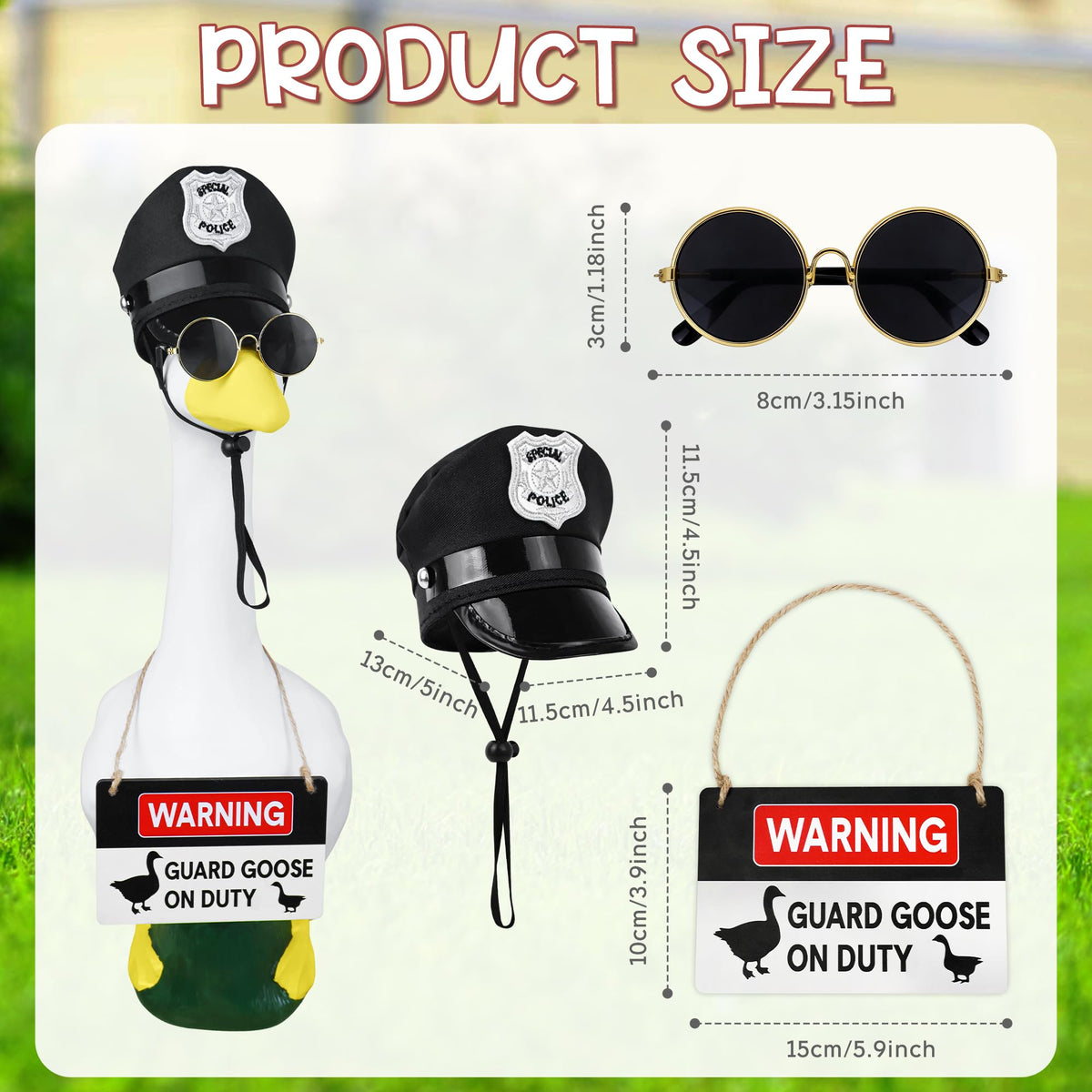 Horolam gold-rimmed sunglasses add a stylish touch to the goose.