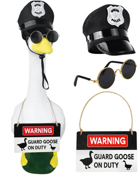 Horolam police goose hat for porch decor, durable and weather-ready.