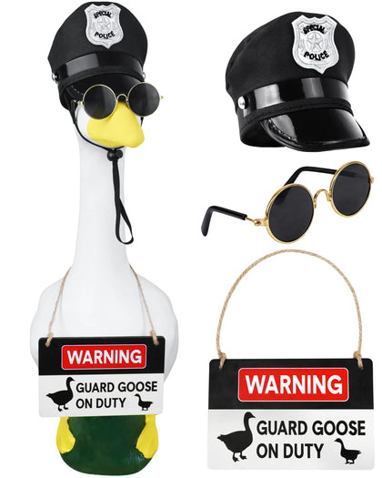 Horolam police goose hat for porch decor, durable and weather-ready.