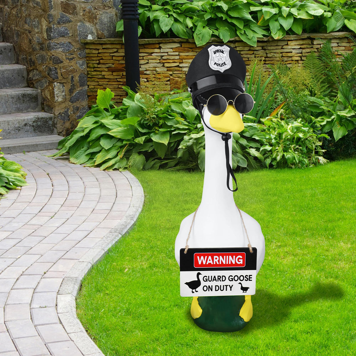 Horolam porch goose dimensions fit standard-sized goose statues.