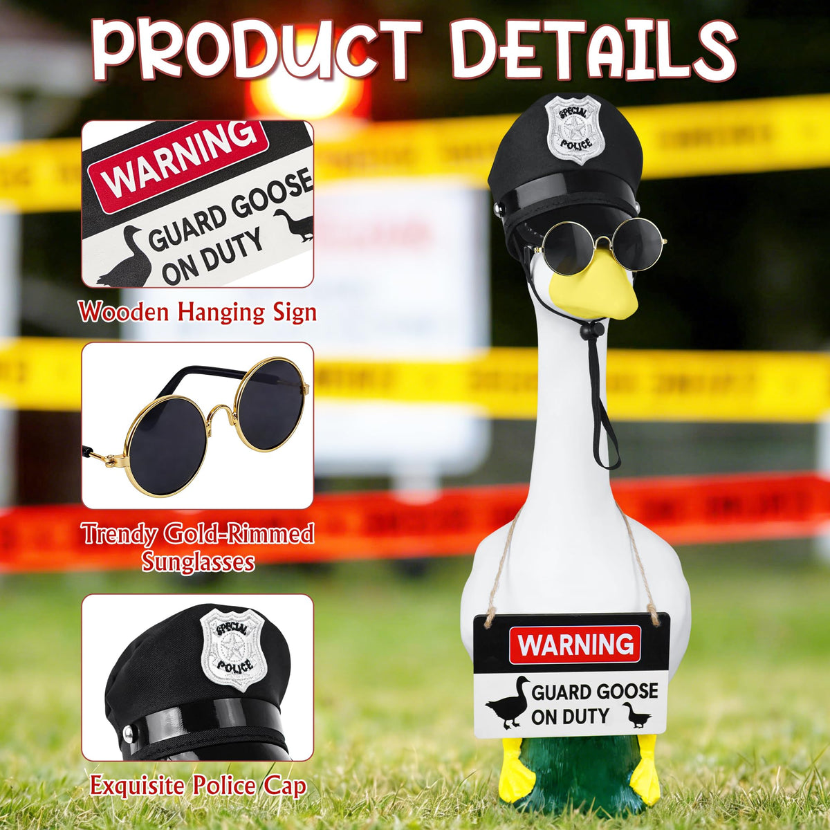 Horolam wooden guard goose sign clearly labels the yard as on duty.