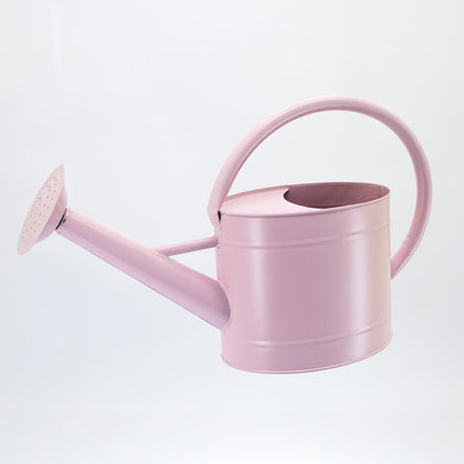 HORTICAN 1.3 gallon matte pink watering can with balanced pour for indoor plants.