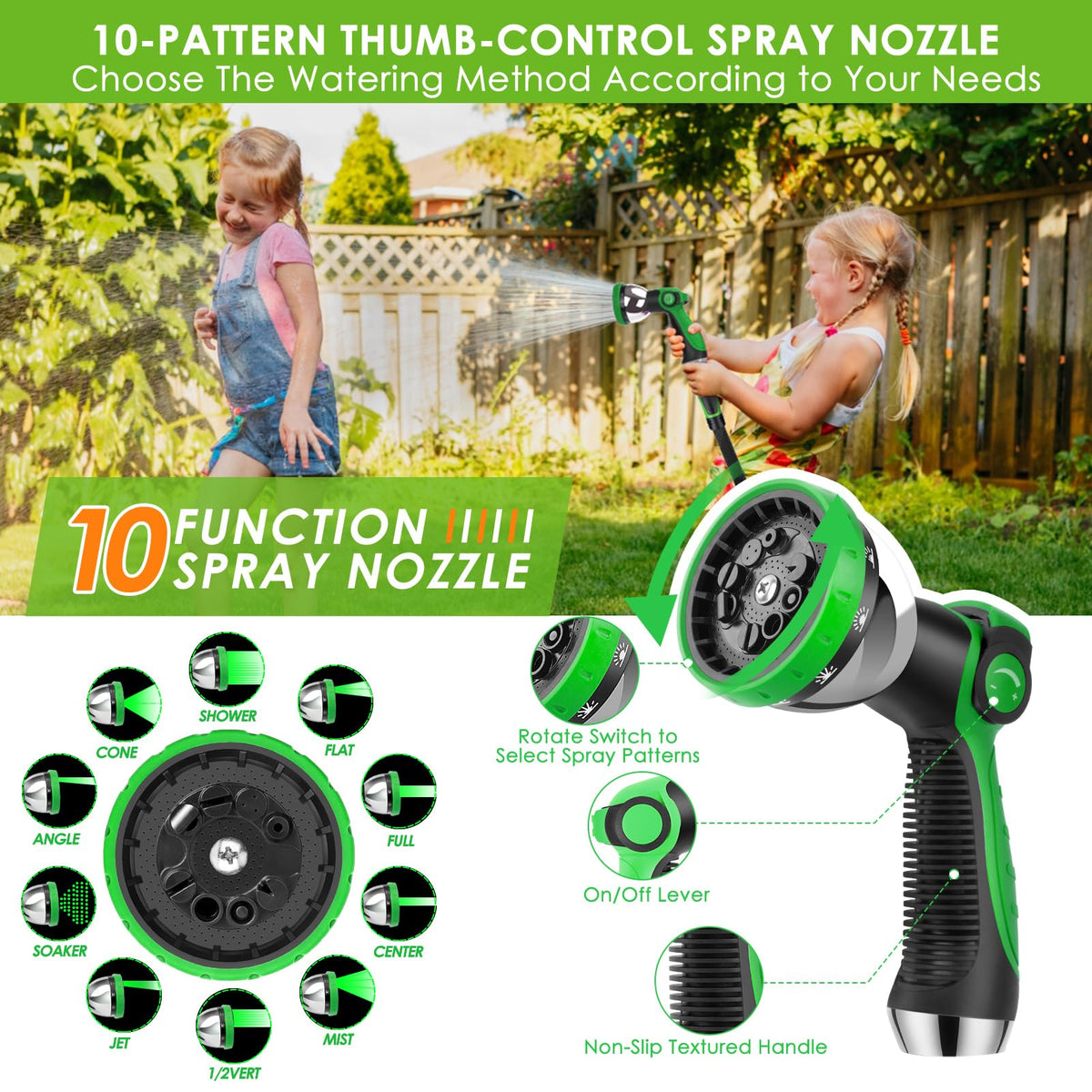 HORTICORA hose with 360° anti-kink ends prevents tangles.