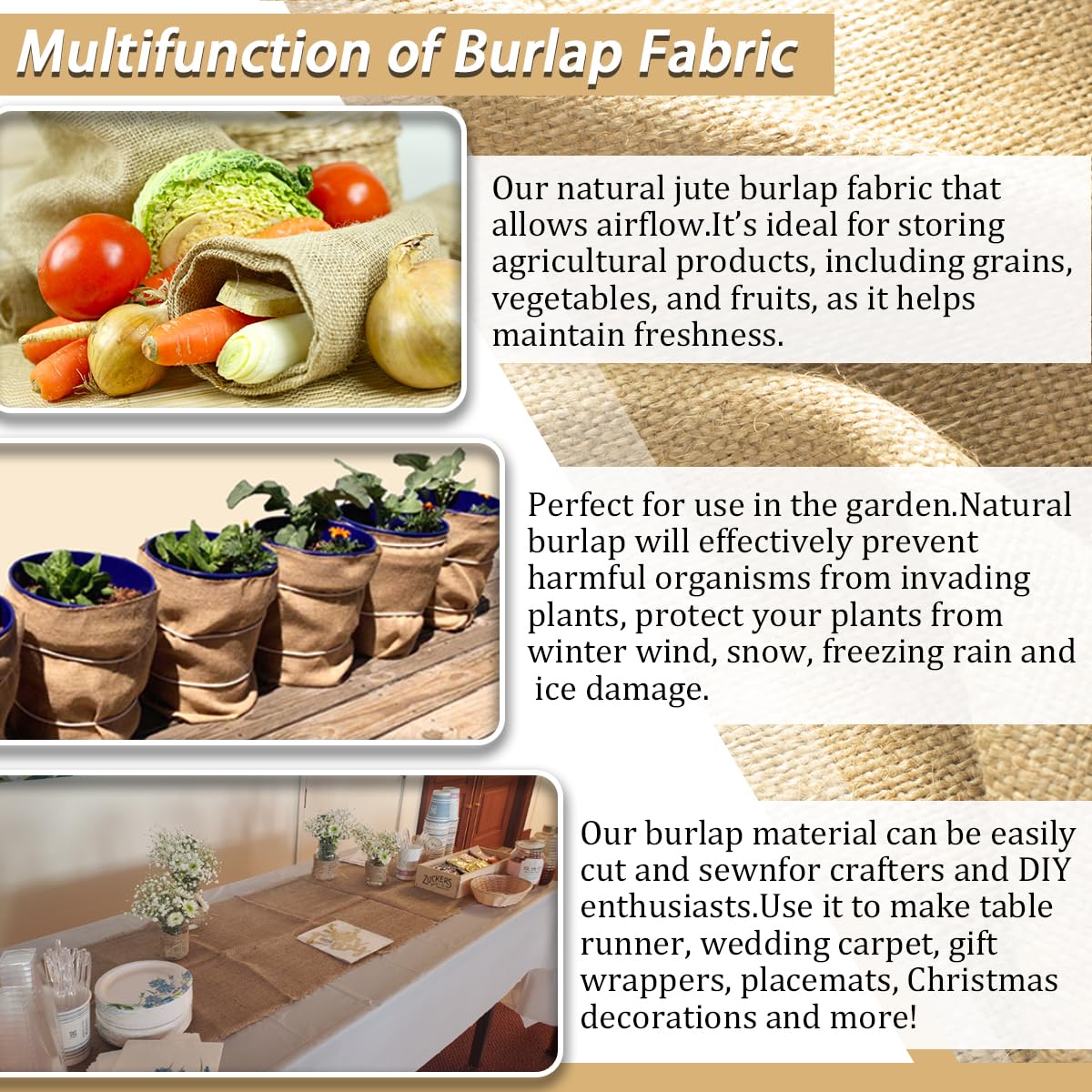 HORTIFAN burlap roll versatile garden and landscaping uses