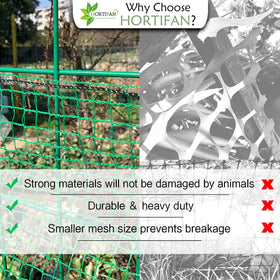 HORTIFAN edge-reinforced garden fence provides strong support for long-lasting use.