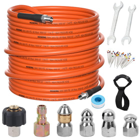 HOSEING 100ft sewer jetter hose ready to clear stubborn drains efficiently