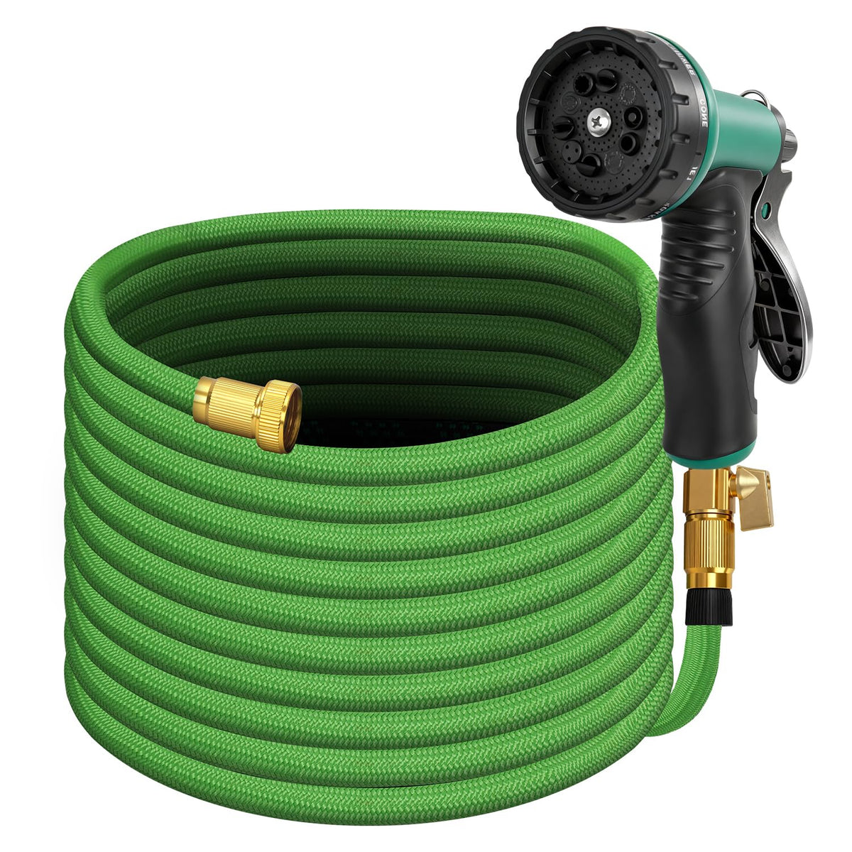 Hosetop 100ft premium garden hose extended for easy yard reach.