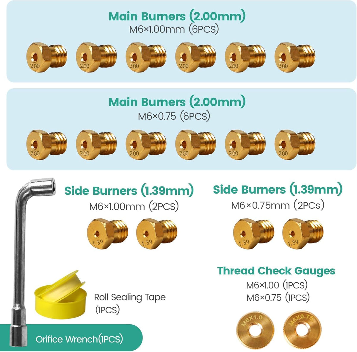 Hosile 5249 natural gas orifice set for precise fuel options