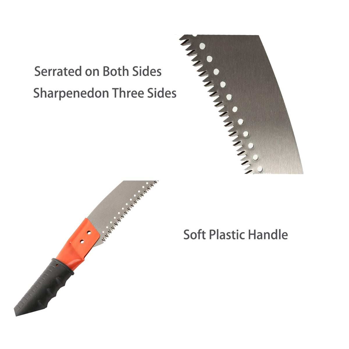 HOSKO pole saw detachable poles for versatile height adjustments and rust resistance.