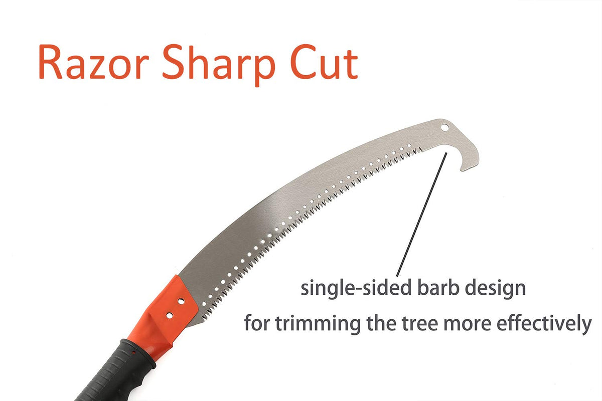 HOSKO pole saw sharp edge blade trims efficiently in any pruning task.
