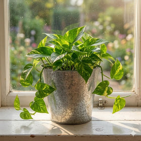 Hosley farmhouse planters set of 2 in metal finish for interior décor.