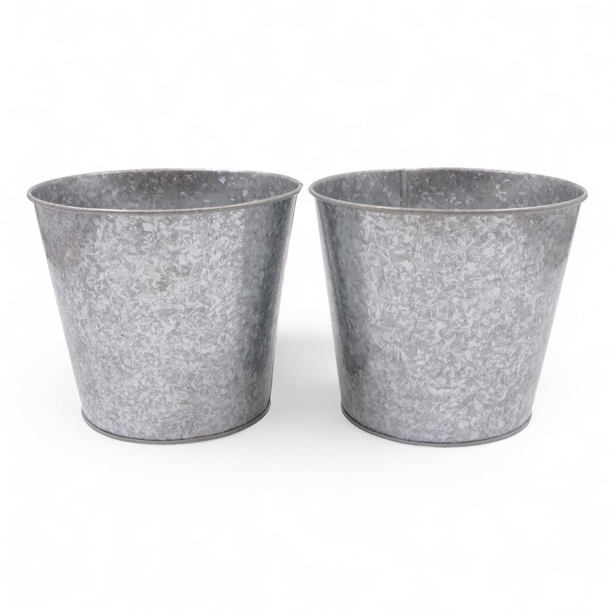 Hosley galvanized bucket with liner close-up for rustic floral displays.
