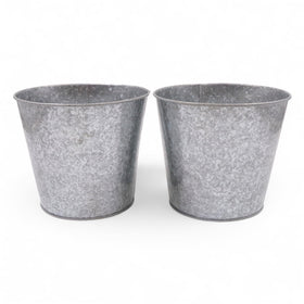 Hosley galvanized bucket with liner close-up for rustic floral displays.
