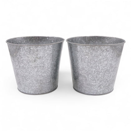 Hosley galvanized bucket with liner close-up for rustic floral displays.