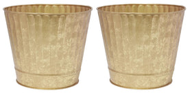 Hosley gold hammered planters pair, ideal for wedding centerpieces and decor.