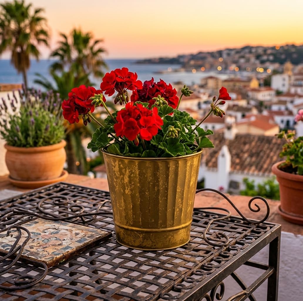 Dry floral arrangements in Hosley gold planter for versatile decor.