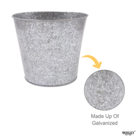 Hosley storage decor in galvanized buckets for organized style.