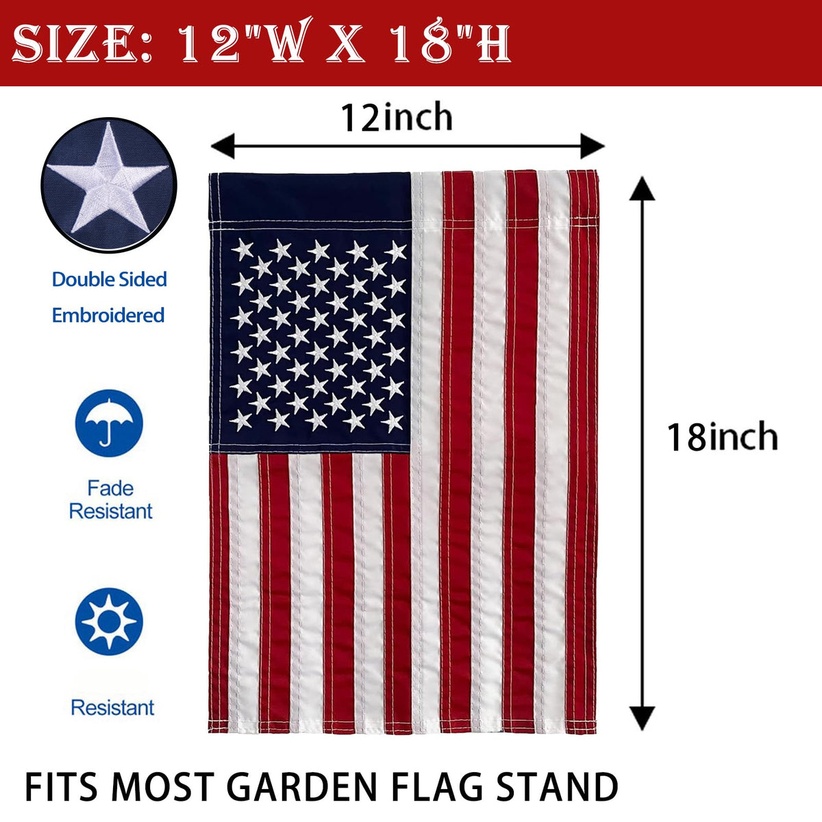 Hostey weather-resistant polyester flag withstands sun and rain for years.