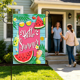Hostey Hello Summer Watermelon flag, close-up stitching, durable polyester for weather outdoors