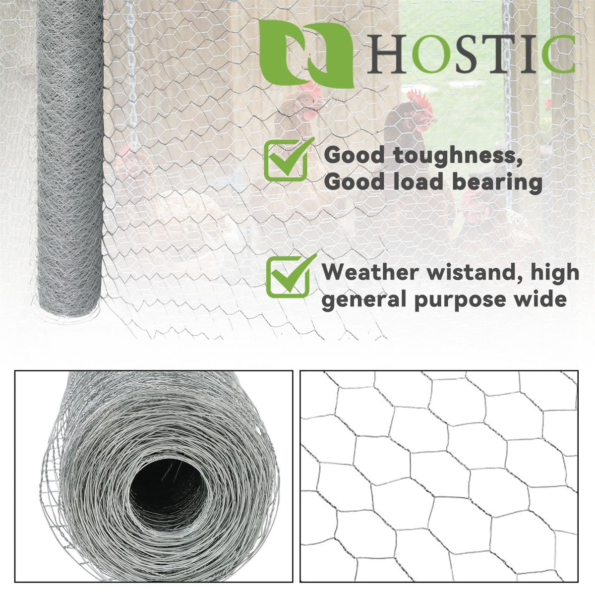 HOSTIC outdoor-grade wire netting withstands wind and weather for versatile fencing needs
