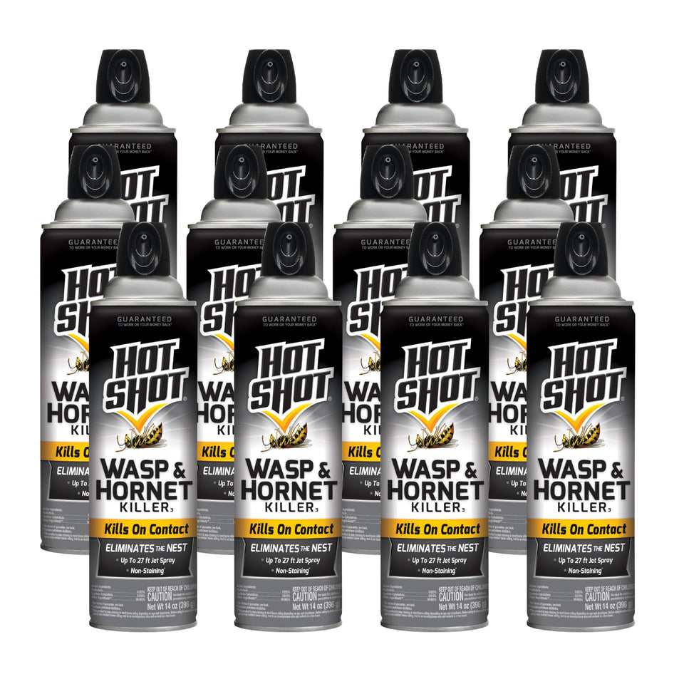 Hot Shot Wasp & Hornet Killer aerosol can ready for targeted nest treatment.