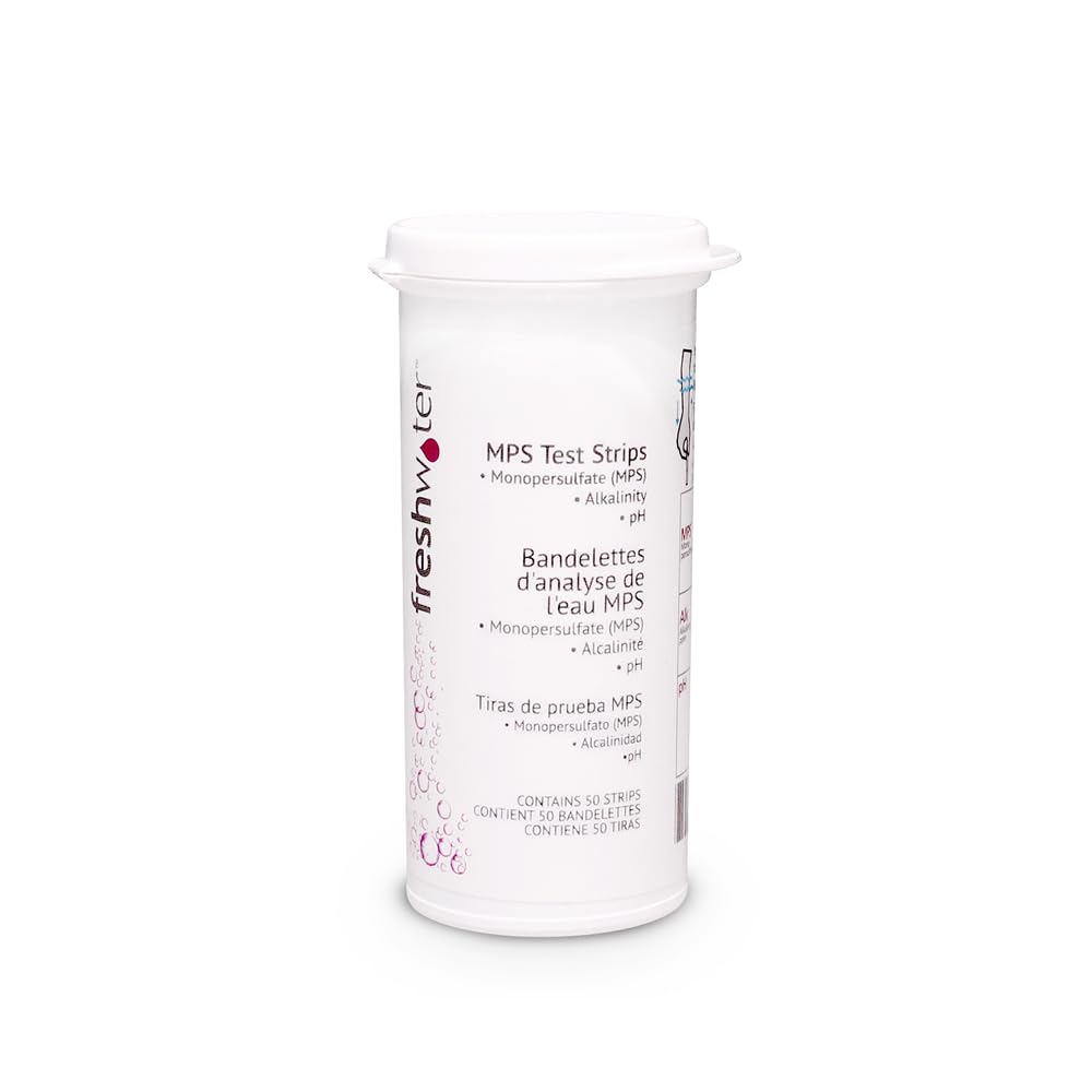 Hot Spring Spas Freshwater MPS test strips being swirled to read pH and balance spa water