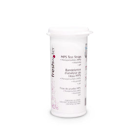 Hot Spring Spas Freshwater MPS test strips being swirled to read pH and balance spa water