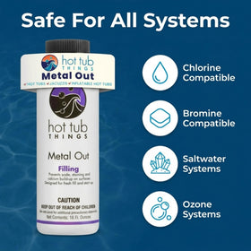 Metal Out compatible with chlorine and salt systems in spa