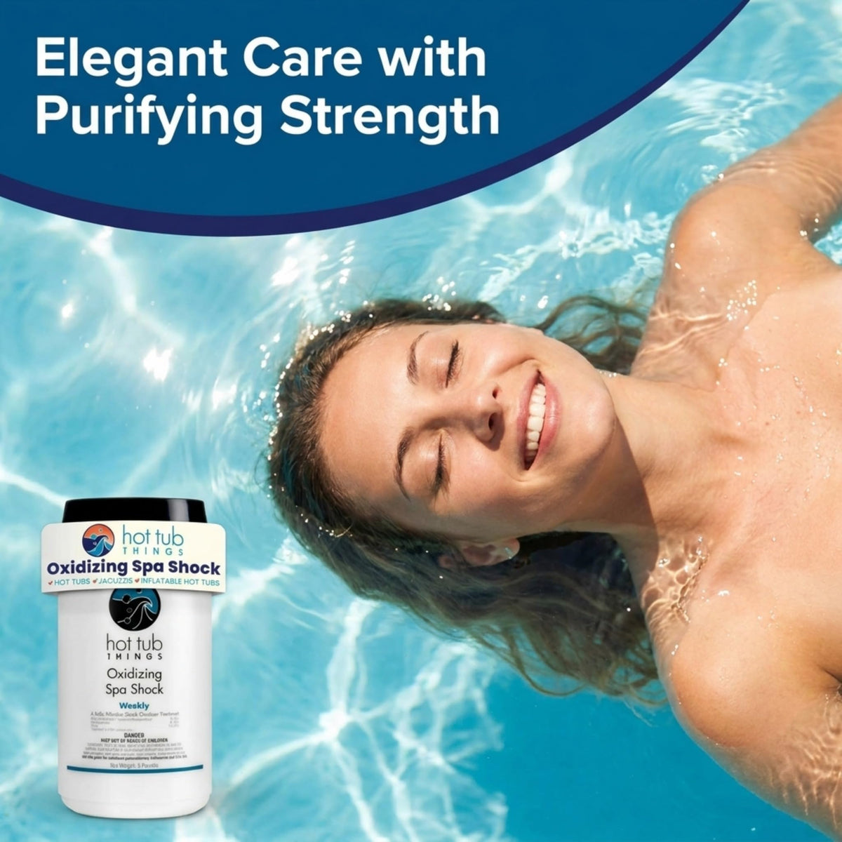 Hot Tub Things oxidizing spa shock image demonstrates odor elimination in pools