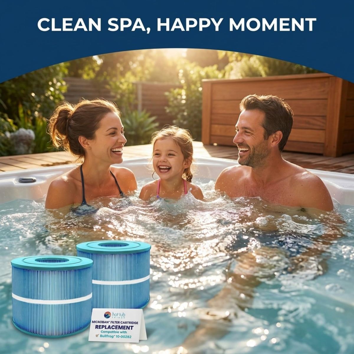 Hot Tub Things water-clarity filter helps maintain a refreshing spa experience.