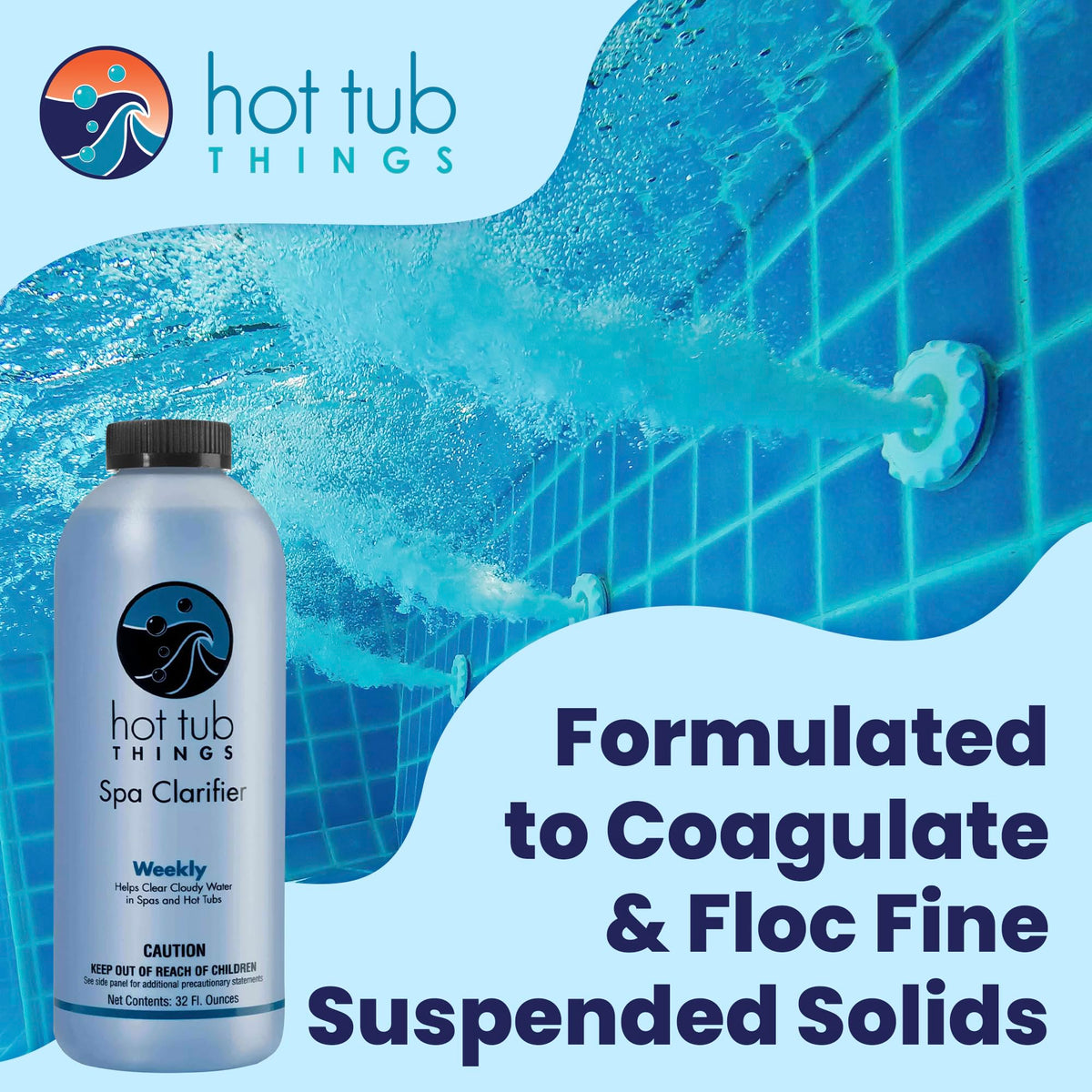 Hot Tub Things Spa Water Clarifier boosts filtration to keep water clean and clear