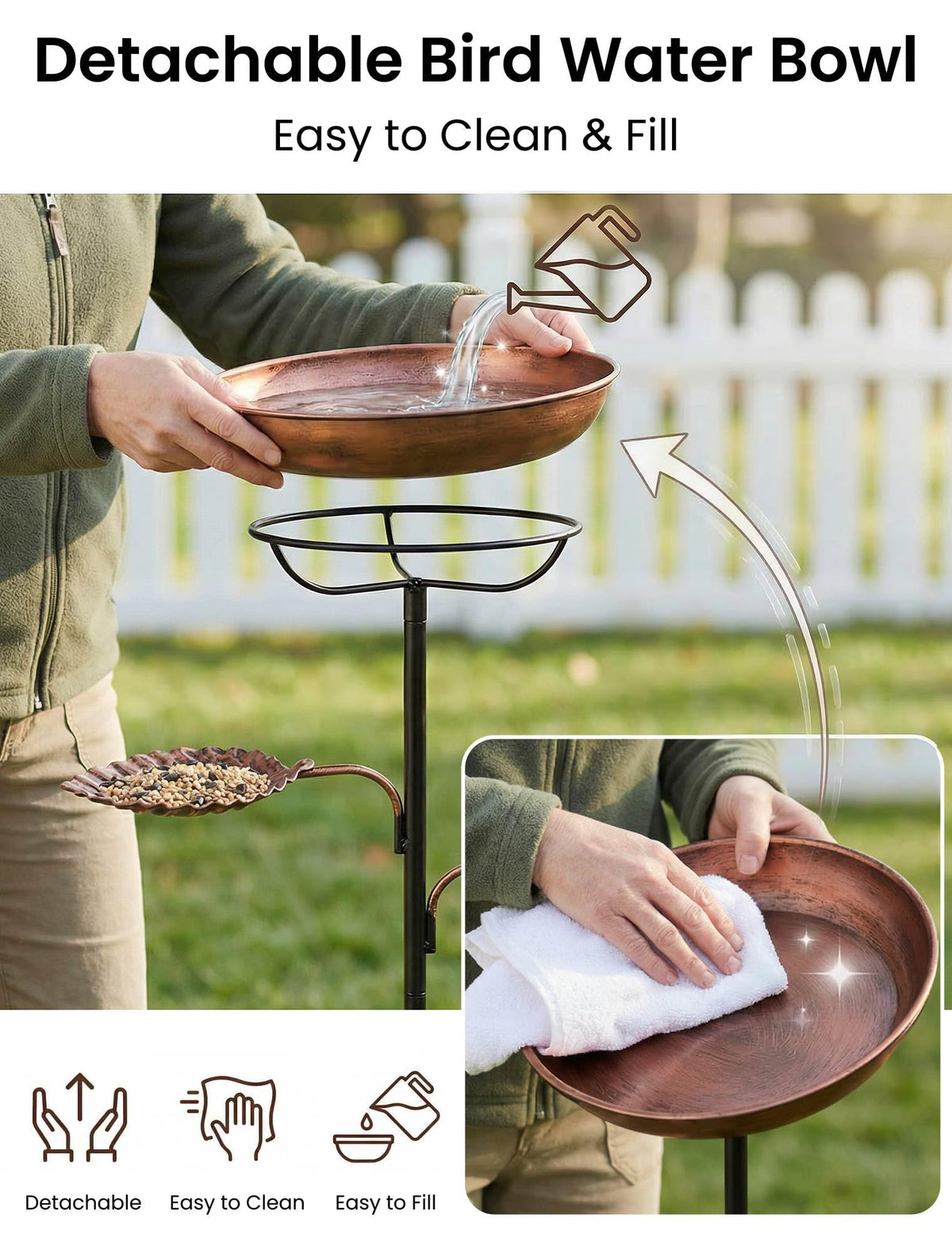 Hotbird rust-resistant copper finish preserves color in all seasons