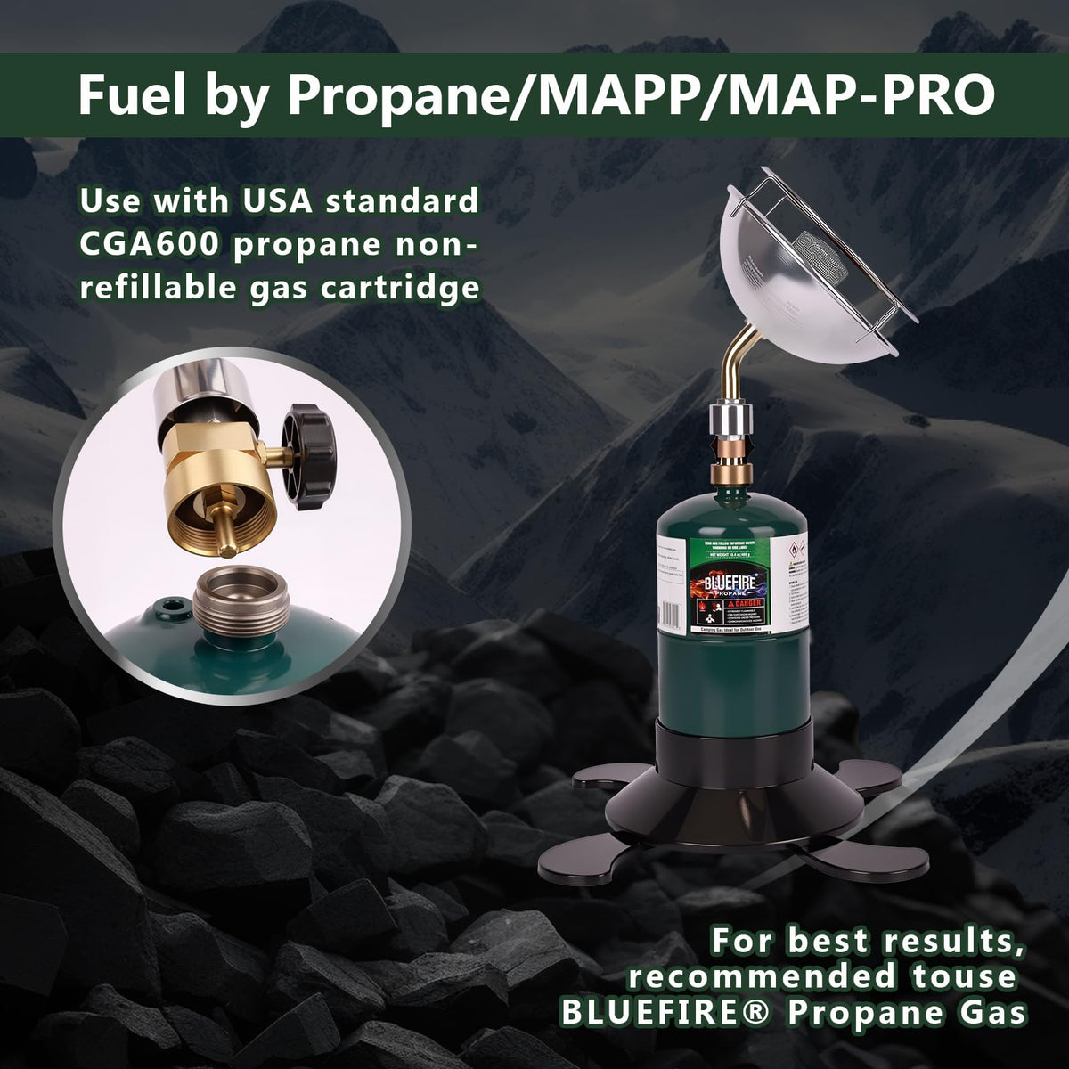 Hotdevil propane heater brass hose connection minimizes gas leaks.