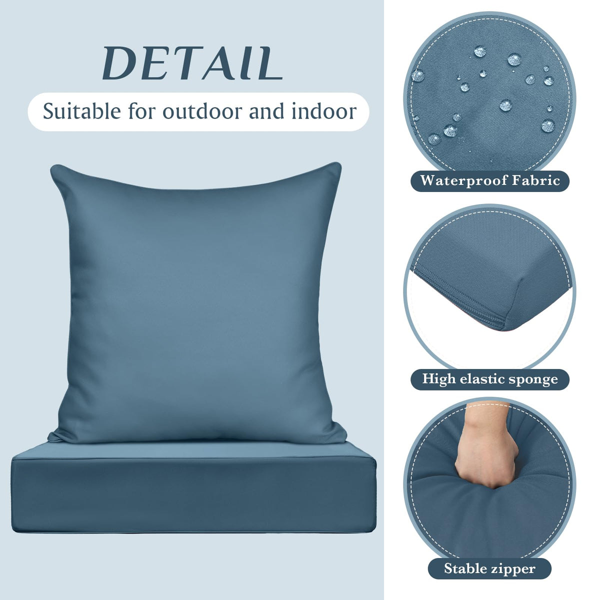 Hoteam 6-piece back cushions in dark blue match outdoor furniture