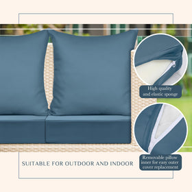 Hoteam 6-piece seat cushions in dark blue create cohesive patio styling