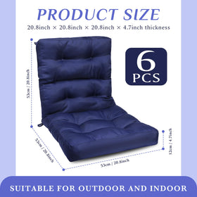 Hoteam back and seat cushions navy blue add ergonomic support to lounge chairs.